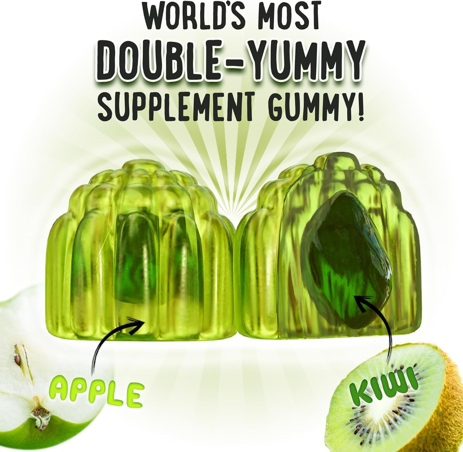 Vitamin D3 K2 Gummies for Healthy Teeth, Bone & Immunity - Center-Filled, Chewy Formula for Kids, Teens & Adults - 5000 IU D3, 120 mcg K2(MK-7), 120 mg Calcium - Vegan & Non-GMO - 60 Count