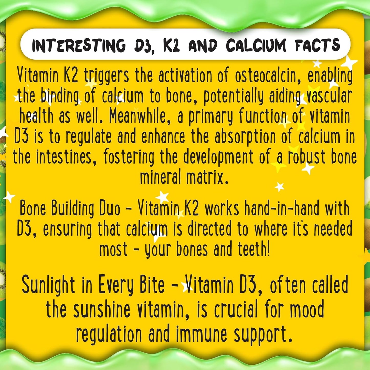 Vitamin D3 K2 Gummies for Healthy Teeth, Bone & Immunity - Center-Filled, Chewy Formula for Kids, Teens & Adults - 5000 IU D3, 120 mcg K2(MK-7), 120 mg Calcium - Vegan & Non-GMO - 60 Count