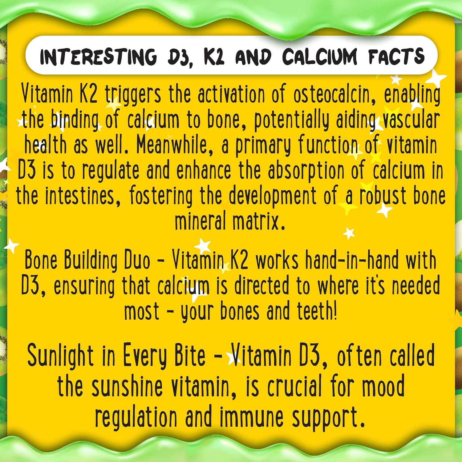 Vitamin D3 K2 Gummies for Healthy Teeth, Bone & Immunity - Center-Filled, Chewy Formula for Kids, Teens & Adults - 5000 IU D3, 120 mcg K2(MK-7), 120 mg Calcium - Vegan & Non-GMO - 60 Count