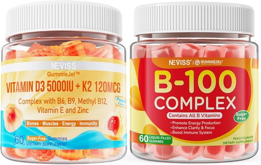 Vitamin D3 K2 Gummies with Vitamin B100 Complex for Immune Support & Energy Boost
