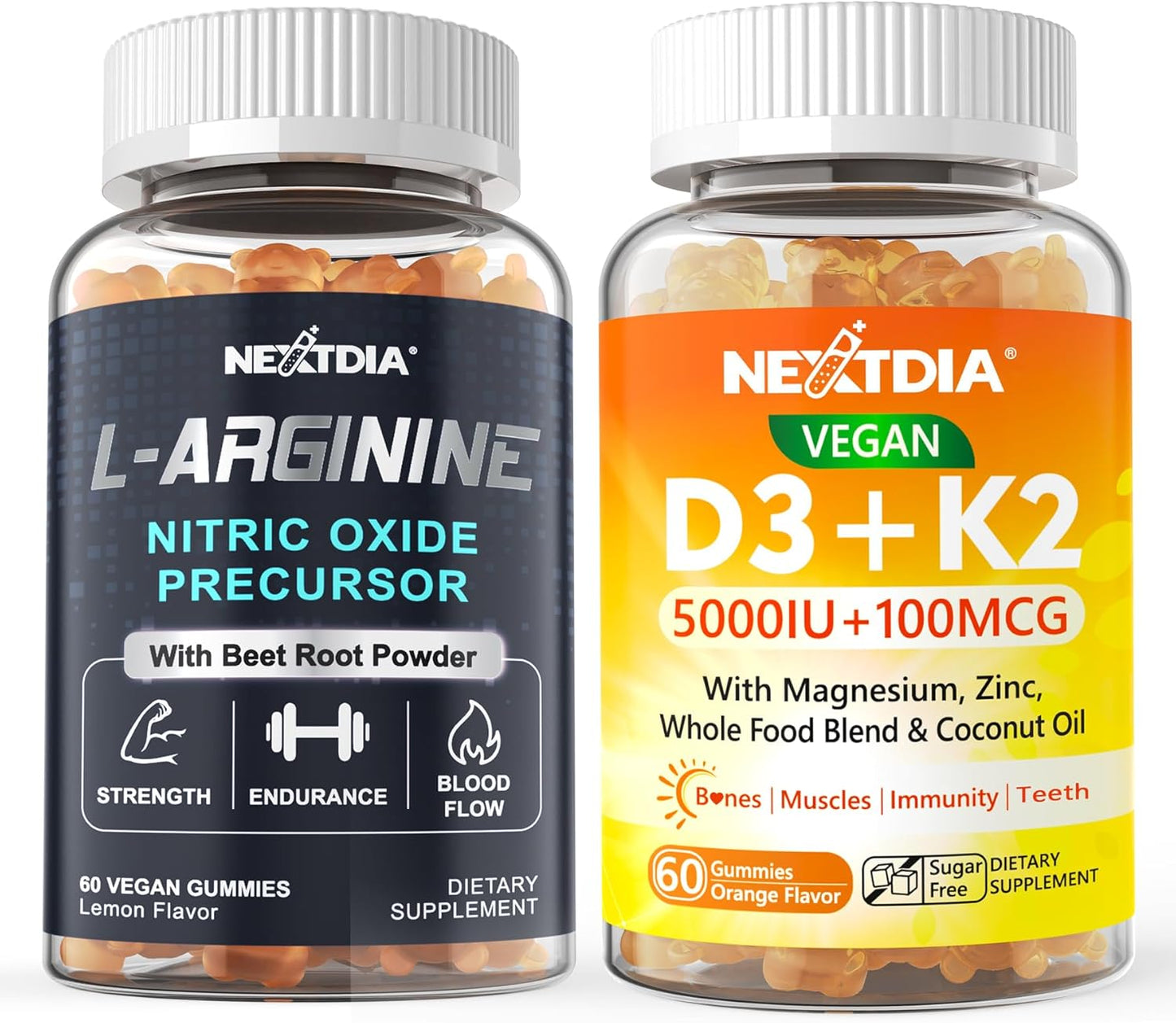 Vitamin D3 K2 + L Arginine Gummies by Nextdia - Boost Your Health with Essential Nutrients