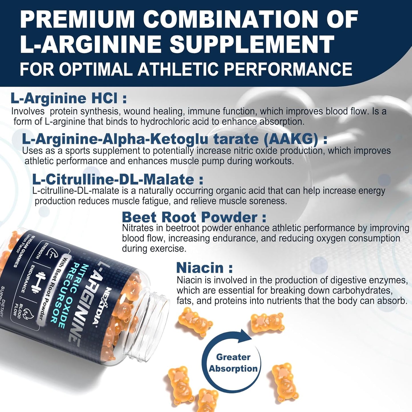 Vitamin D3 K2 + L Arginine Gummies by Nextdia - Boost Your Health with Essential Nutrients