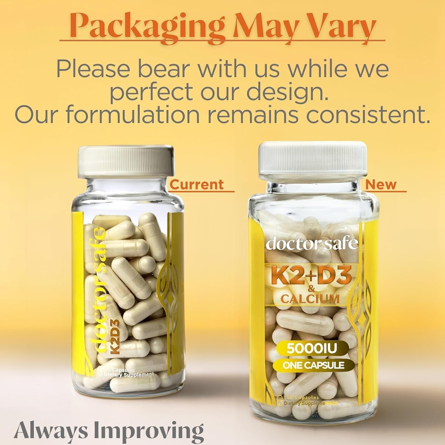 Vitamin D3 K2 with Calcium & BioPerine MK7 - 5000iu D3, Non-GMO & Gluten-Free (120 Capsules)