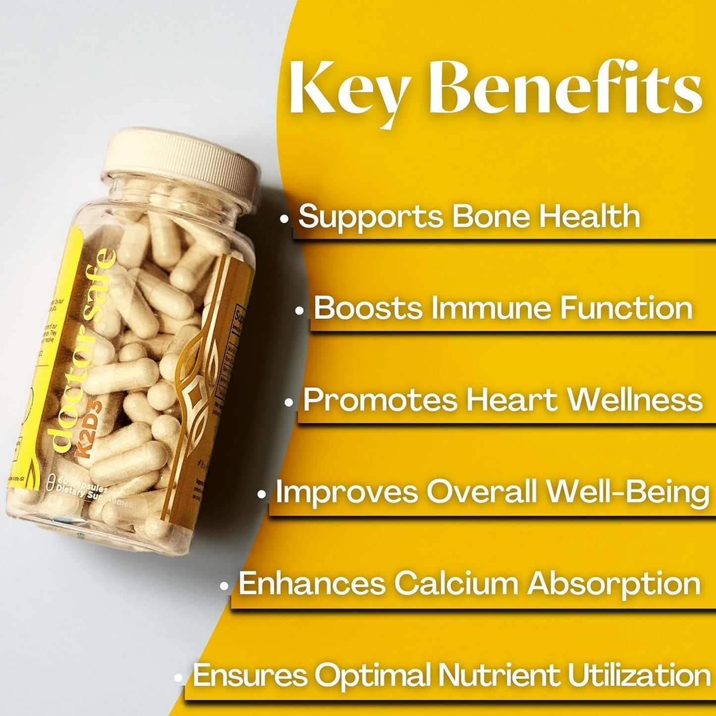 Vitamin D3 K2 with Calcium & BioPerine MK7 - 5000iu D3, Non-GMO & Gluten-Free (120 Capsules)