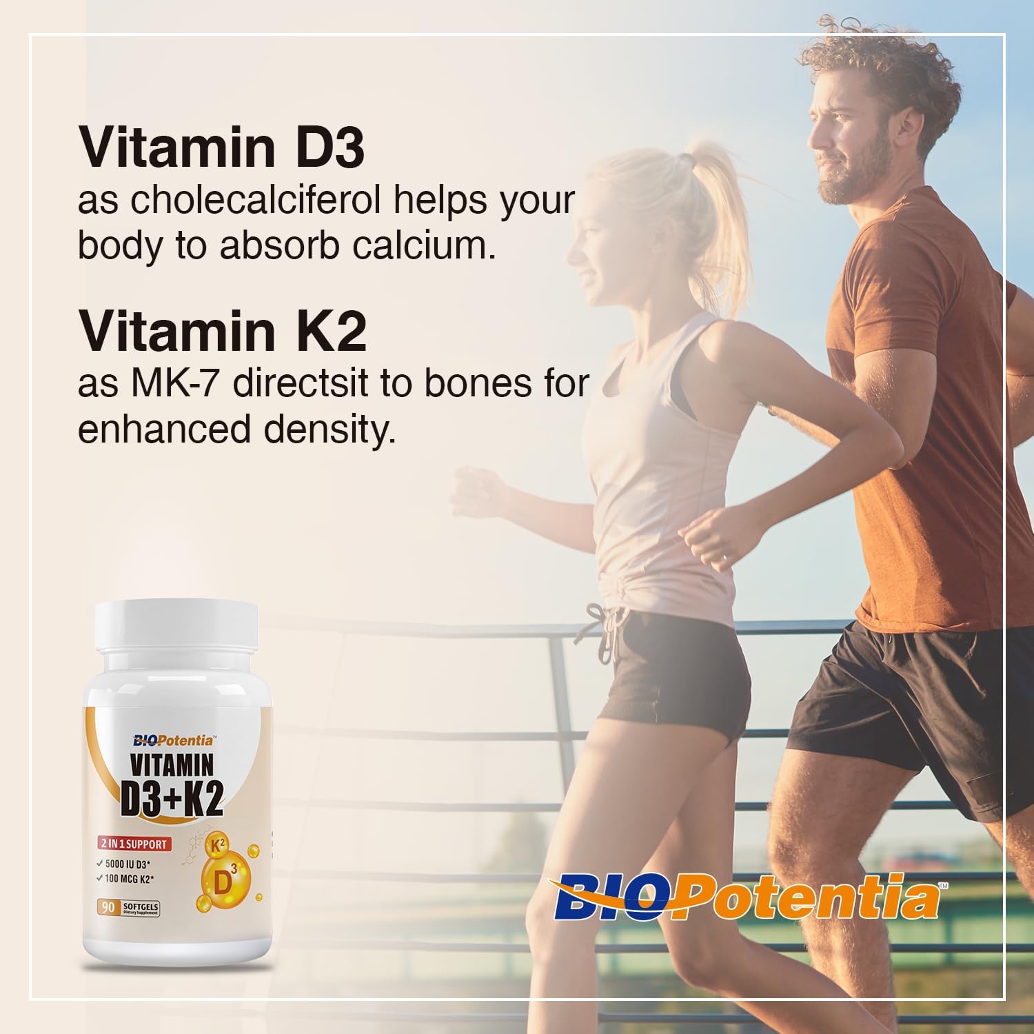 Vitamin D3 K2 with MCT Oil Supplement - 5000 IU Vitamin D3 & K2 (MK7) - Supports Immune, Bone, Teeth Health - 90 Softgels - Gluten Free Non-GMO