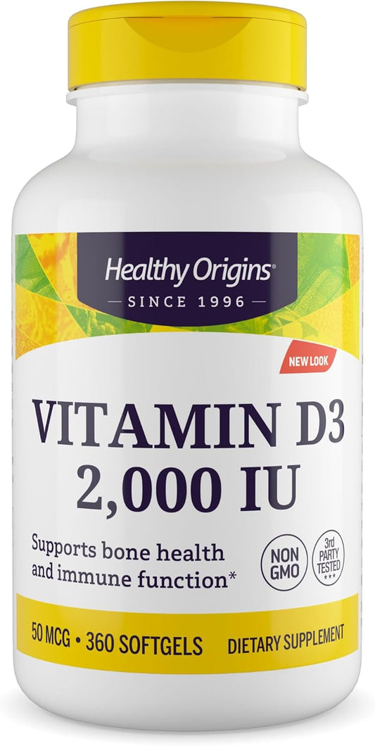 Vitamin D3 (Lanolin) 2,000 IU Softgels - Bone Health & Immune Support - Gluten-Free & Easily Absorbable - 360 Count - BoostGo Australia
