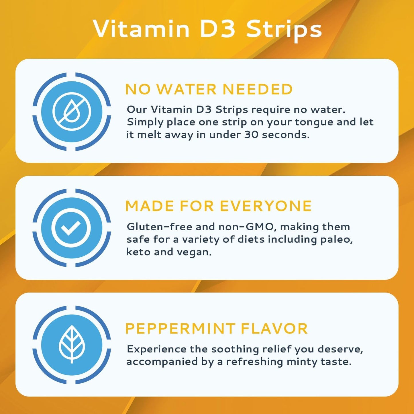 Vitamin D3 Oral Dissolvable Strips - 30 Pack, 2000 IU with Peppermint Flavor | Boost Immunity & Mental Focus