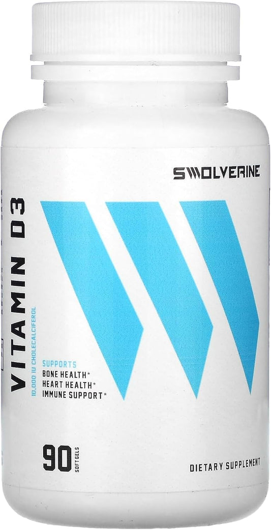 Vitamin D3 Soft Gels for Healthy Muscle, Bone, and Immune Support - 10000 IU in Olive Oil for Optimal Absorption - 90 Count