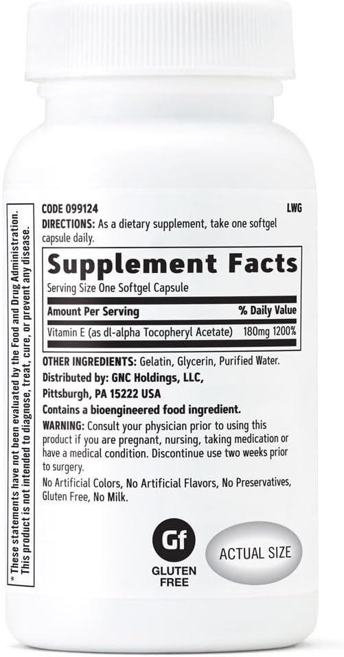 Vitamin E 200mg Supplement for Cardiovascular Health - 100 Servings