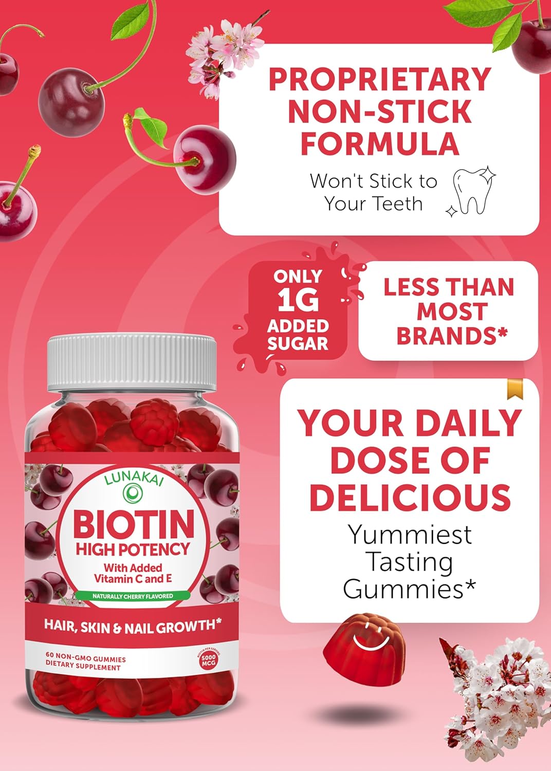 Vitamin E and Biotin Gummies Bundle - 3000 mcg for Energy, Bone Health, Hair, Skin, and Youthful Appearance - Adults Vitamin Gummies