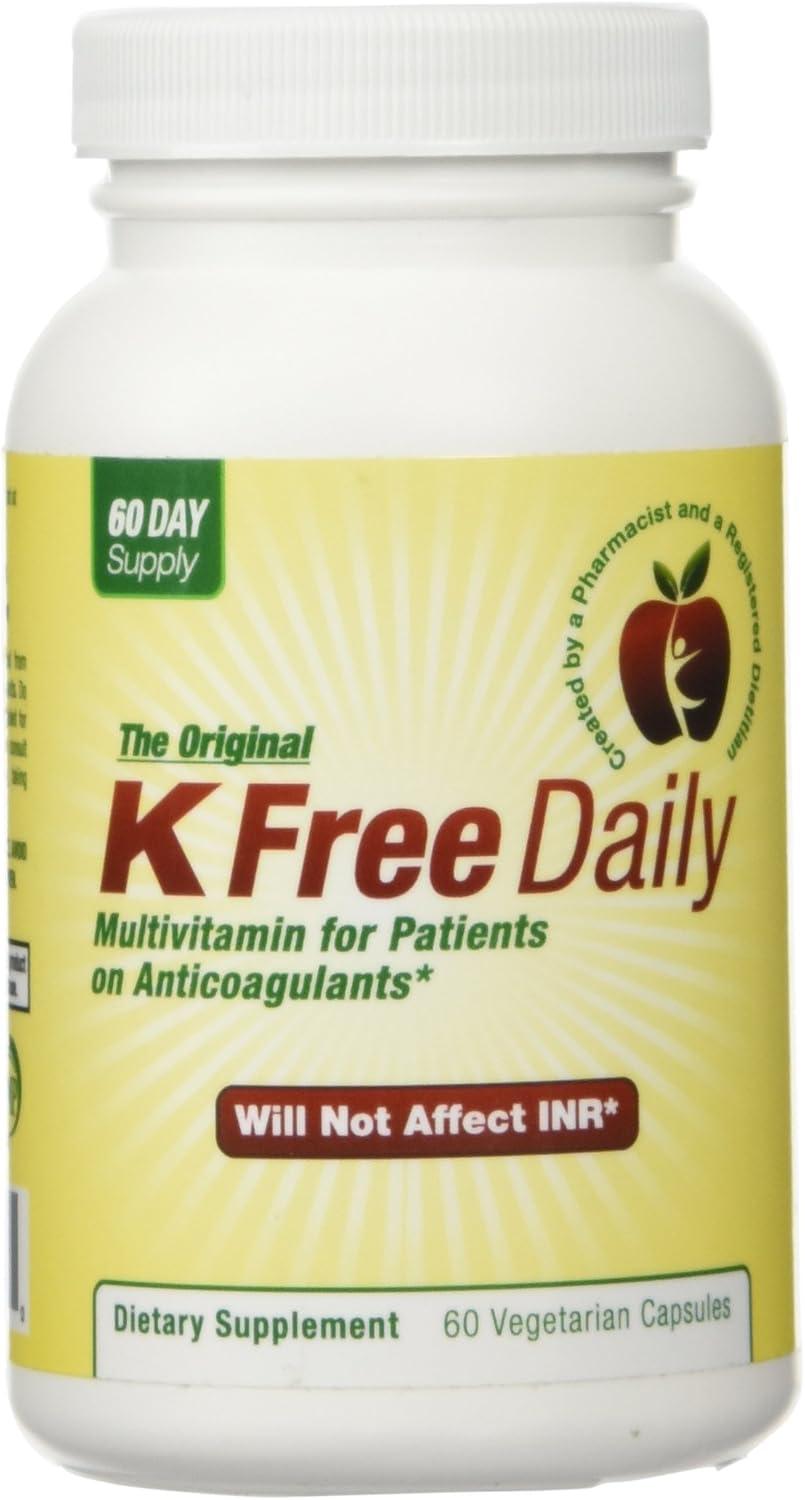 Vitamin K-Free Daily Multivitamin Capsules for Blood Thinners - 2 Month Supply