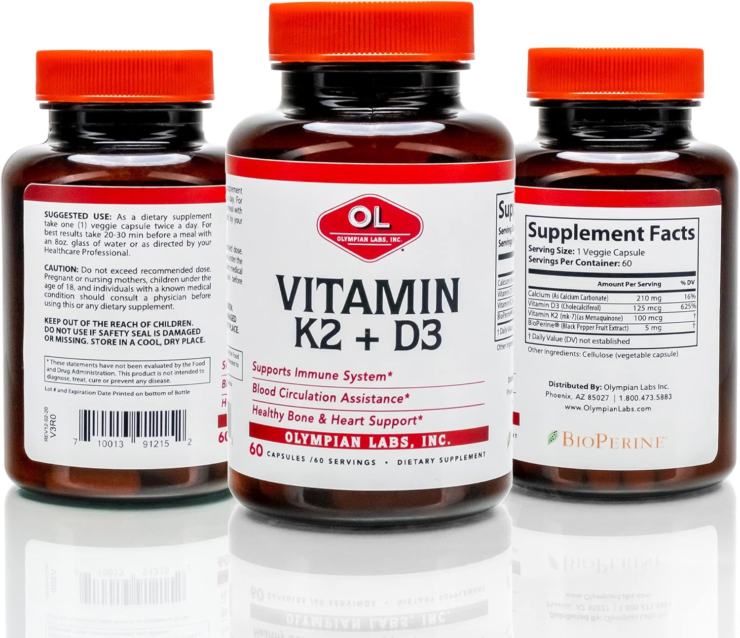Vitamin K2 + D3 Capsules for Immune, Bone, and Heart Health - 60 Servings