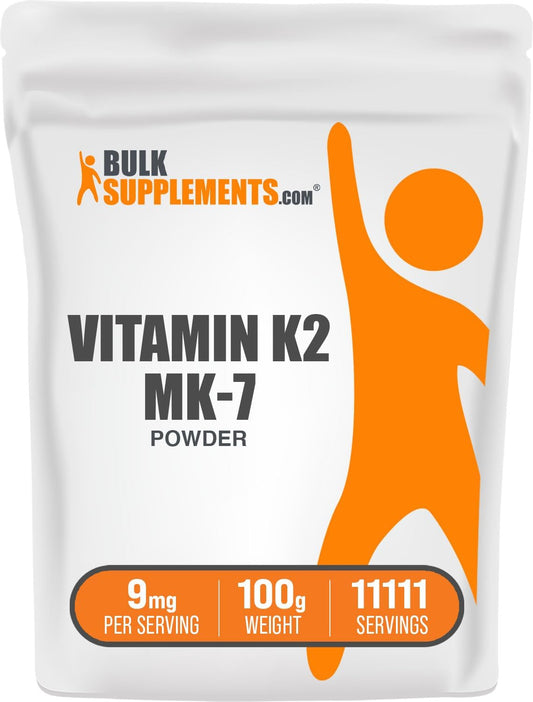 Vitamin K2 MK-7 Powder Supplement - 9mg per Serving, 100g (3.5 oz) - Gluten Free - Wellness Support