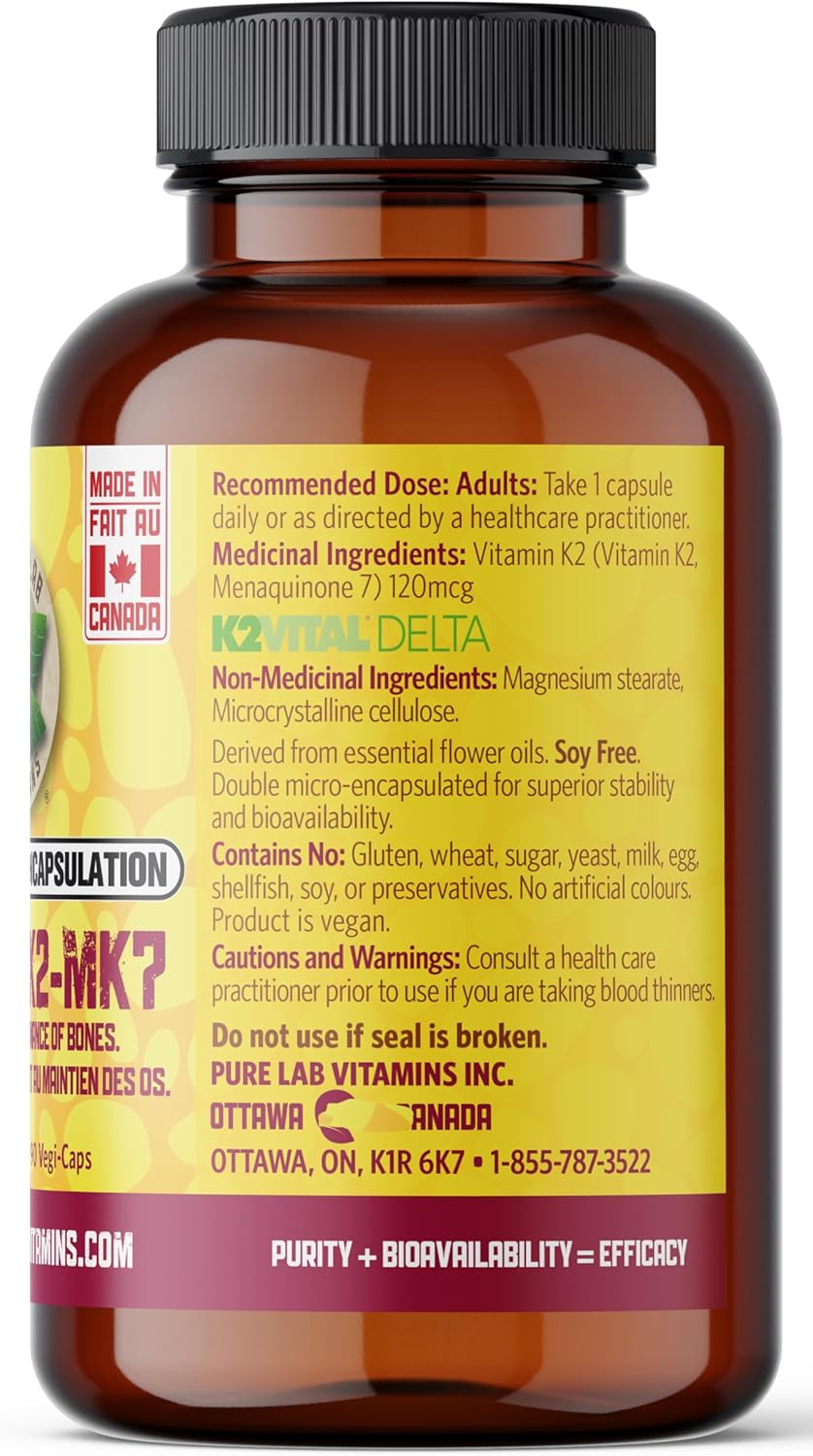 Vitamin K2 MK7 Supplement for Bone, Heart, Teeth, and Immune Health - 90 Veg Caps