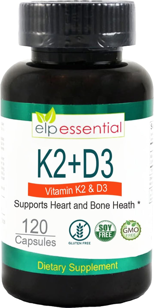 Vitamin K2 with D3 Capsules for Bone and Heart Health - 120 Capsules