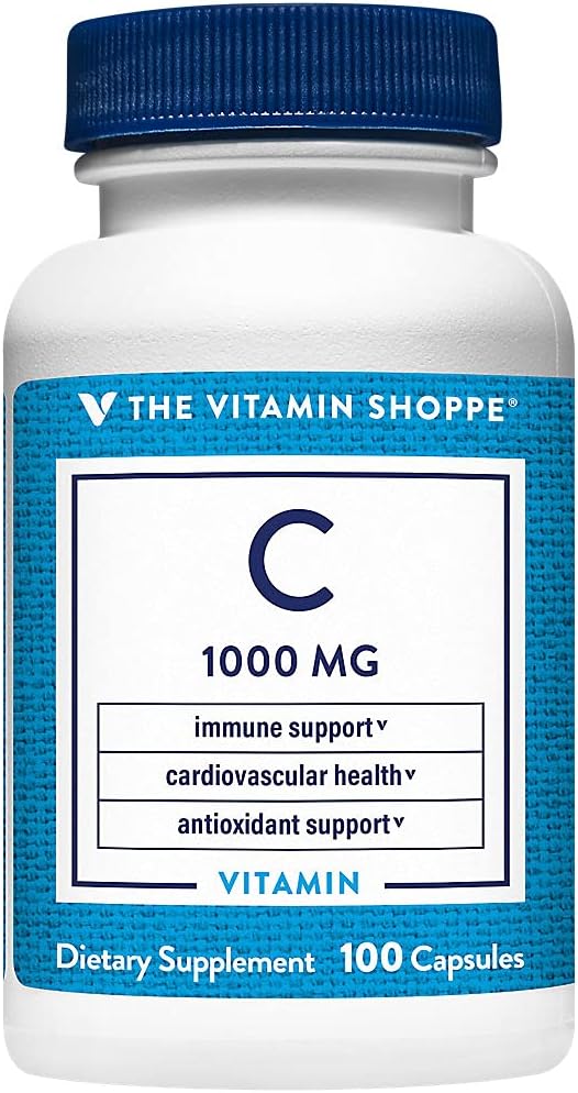 Vitamin Shoppe C-1000 1,000MG Capsules for Immune & Cardiovascular Health - Antioxidant Supplement