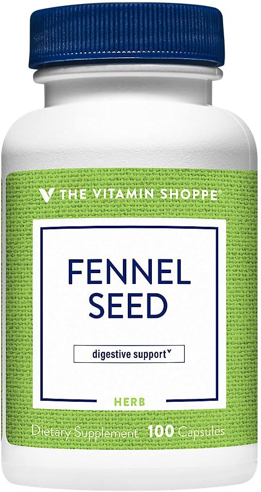 Vitamin Shoppe Fennel Seed Capsules 480MG for Digestive & Intestinal Health - Herbal Supplement (100 ct)