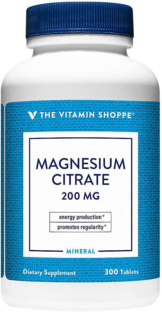 Vitamin Shoppe Magnesium Citrate 200mg Tablets - Supports Muscle Relaxation and Energy Production - 300 Tablets