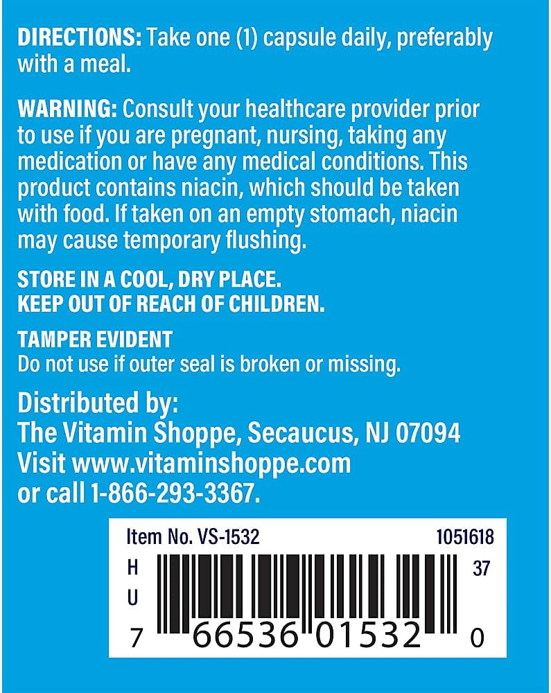 Vitamin Shoppe Niacinamide 500MG Capsules for Healthy Cholesterol Levels - Once Daily Supplement (100 Count)