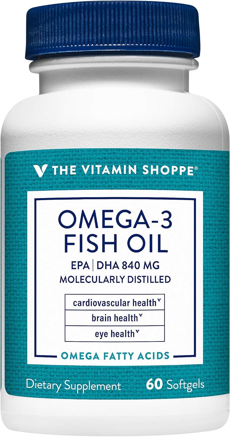 Vitamin Shoppe Omega 3 Fish Oil Softgels - 1100mg, EPA 600mg, DHA 240mg - Cardiovascular, Joint, Brain Health - 60 ct