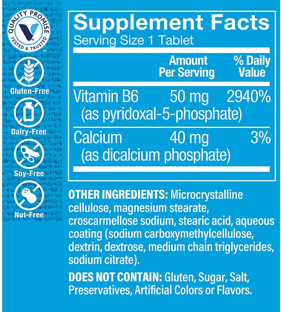 Vitamin Shoppe P-5-P 50MG: Coenzyme Vitamin B6 for Protein Metabolism, Neurotransmitter Synthesis (100 Tablets)