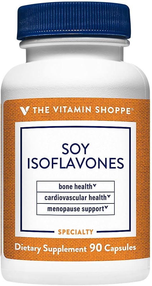 Vitamin Shoppe Soy Isoflavones 200MG Capsules for Menopause Support and Women's Health, Derived from Soybeans, Bone and Cardiovascular Support
