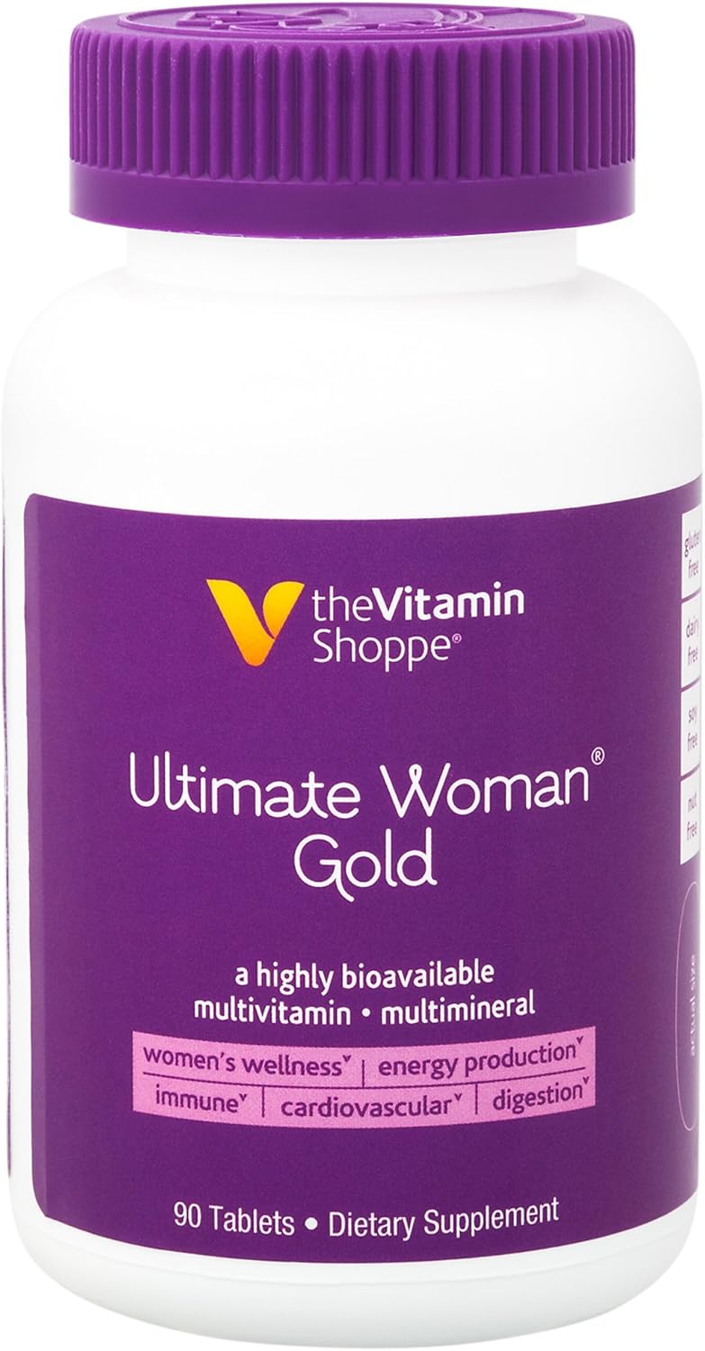 Vitamin Shoppe Ultimate Woman Gold Multivitamin - Energy, Bone, and Immune Support - Gluten Free (90 Tablets)