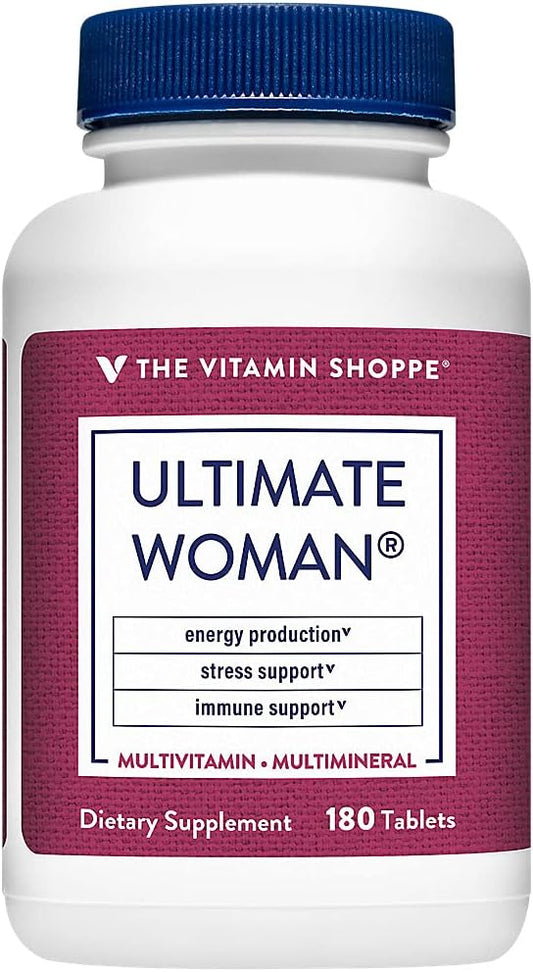Vitamin Shoppe Ultimate Woman Multivitamin: High Potency Energy & Antioxidant Blend with Green Tea Extract - Daily Mineral Supplement for Women's Health (180 Tablets)