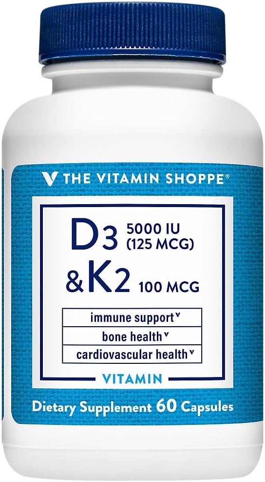 Vitamin Shoppe Vitamin D3 & K2 Capsules - 5,000 IU - Immune & Bone Health Support