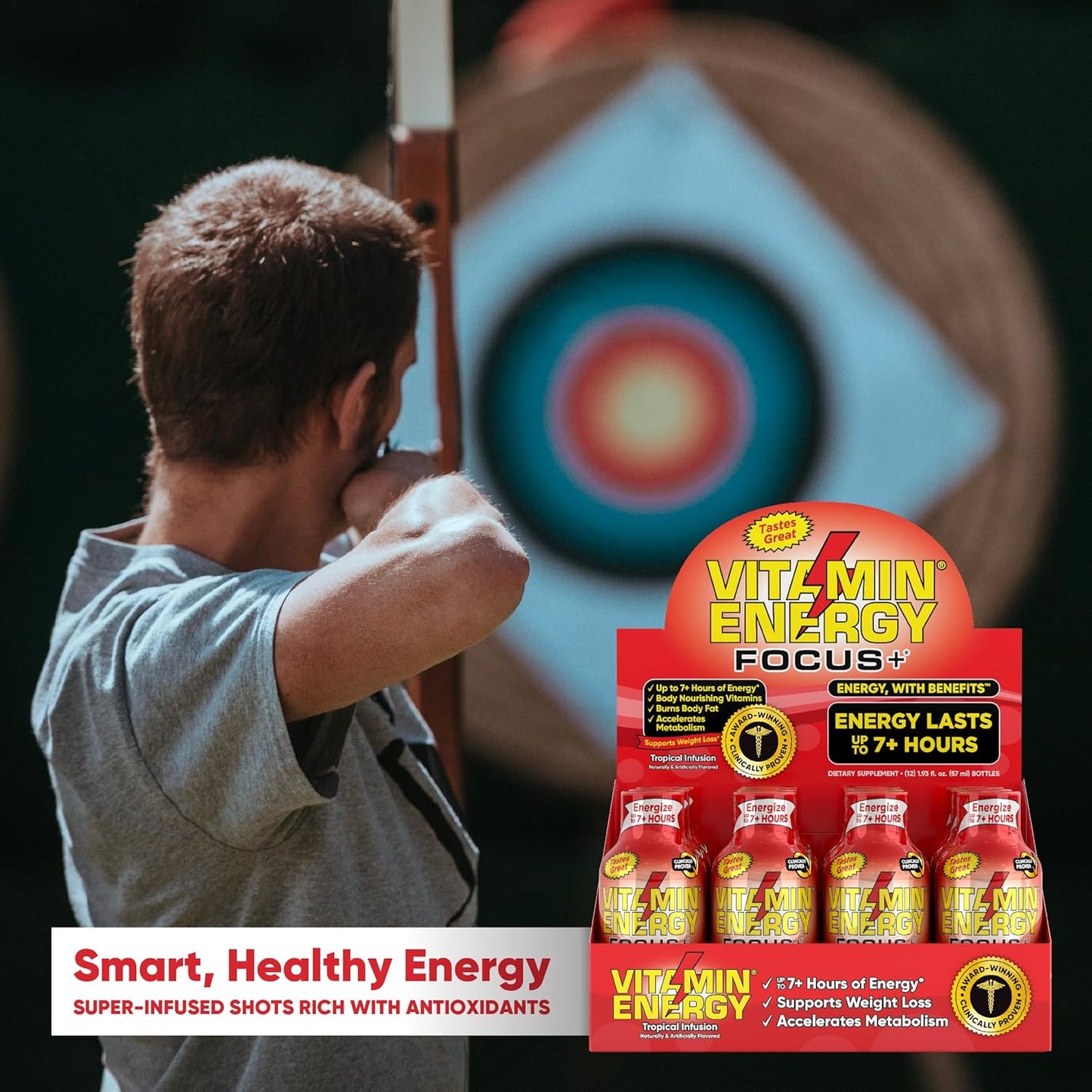 VitaminEnergy™ Keto Energy Shot (12 Pack) - Focus+ Formula with BCAAs & COQ10, Lasts 7+ Hours, 1.93 fl oz