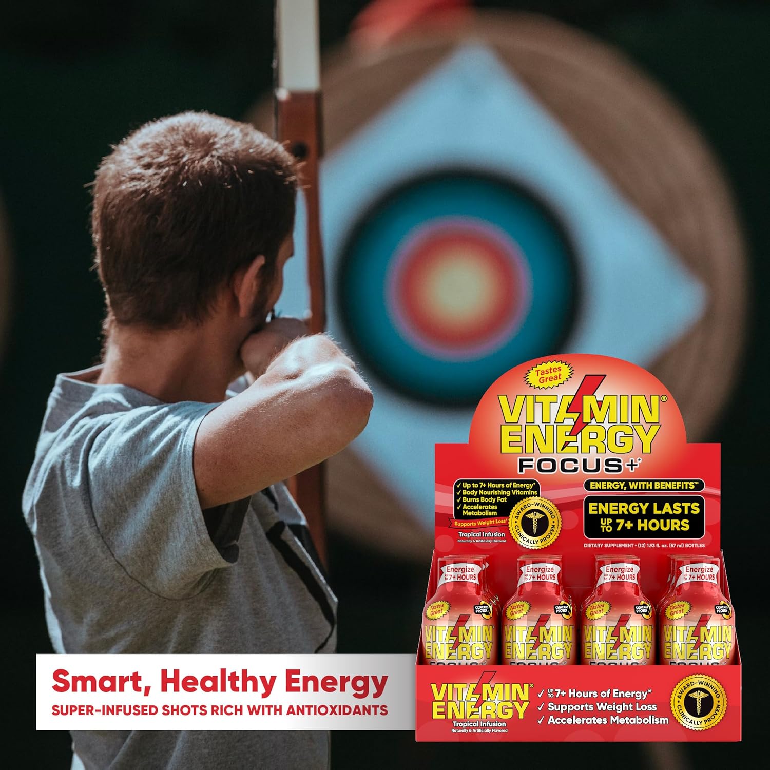 VitaminEnergy™ Keto Energy Shot (12 Pack) - Focus+ Formula with BCAAs & COQ10, Lasts 7+ Hours, 1.93 fl oz