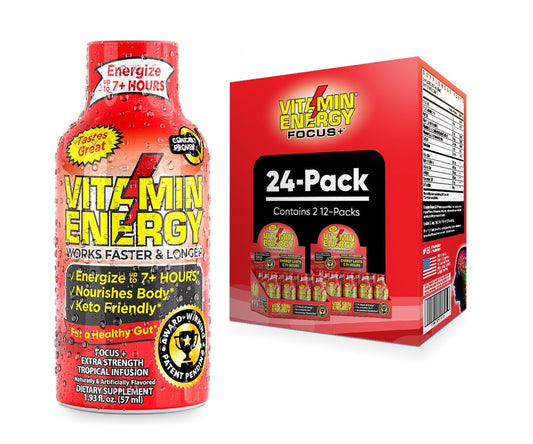 VitaminEnergy™ Keto Energy Shot (24 Pack) - Focus+ Formula with BCAAs & COQ10, Lasts 7+ Hours, 0 Sugar, Keto-Friendly