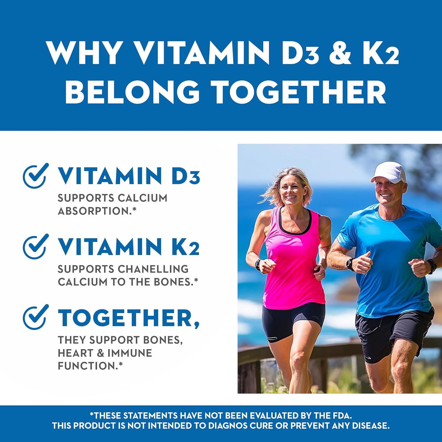 Vitaminerals® Vitamin D3 + K Complex with Veggies & Fruits Blend - 2500iu D, 80mcg K - 60 Capsules