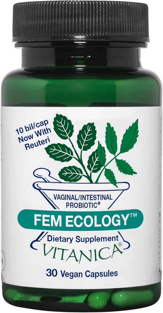 Vitanica FemEcology: Vaginal & Intestinal Probiotic Support, 30 Capsules, Vegetarian Formula
