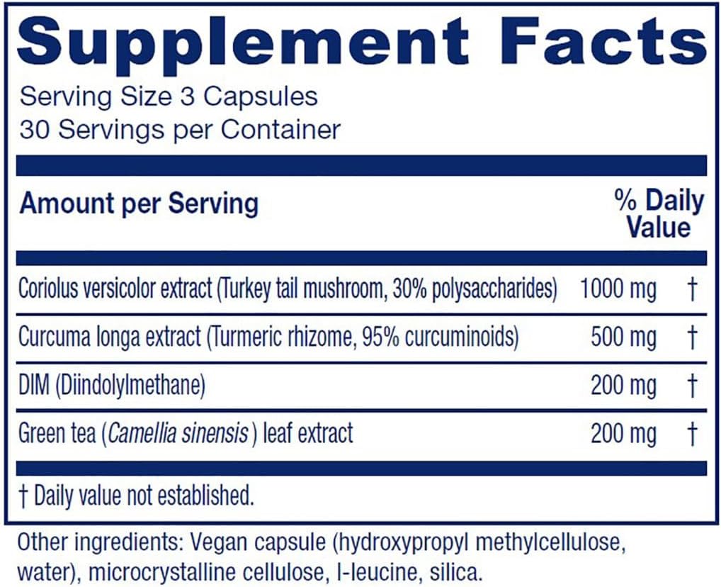 Vitanica Immune Support Blend with DIM Supplement, Turkey Tail Mushroom, Turmeric & Green Tea - 90 Vegan Capsules