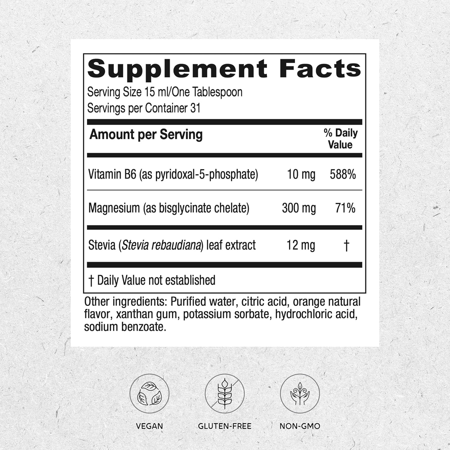 Vitanica Liquid Magnesium Bisglycinate Chelate 300mg with Vitamin B6 - Orange Flavor - Vegan, Gluten Free, Non-GMO - 16 fl oz