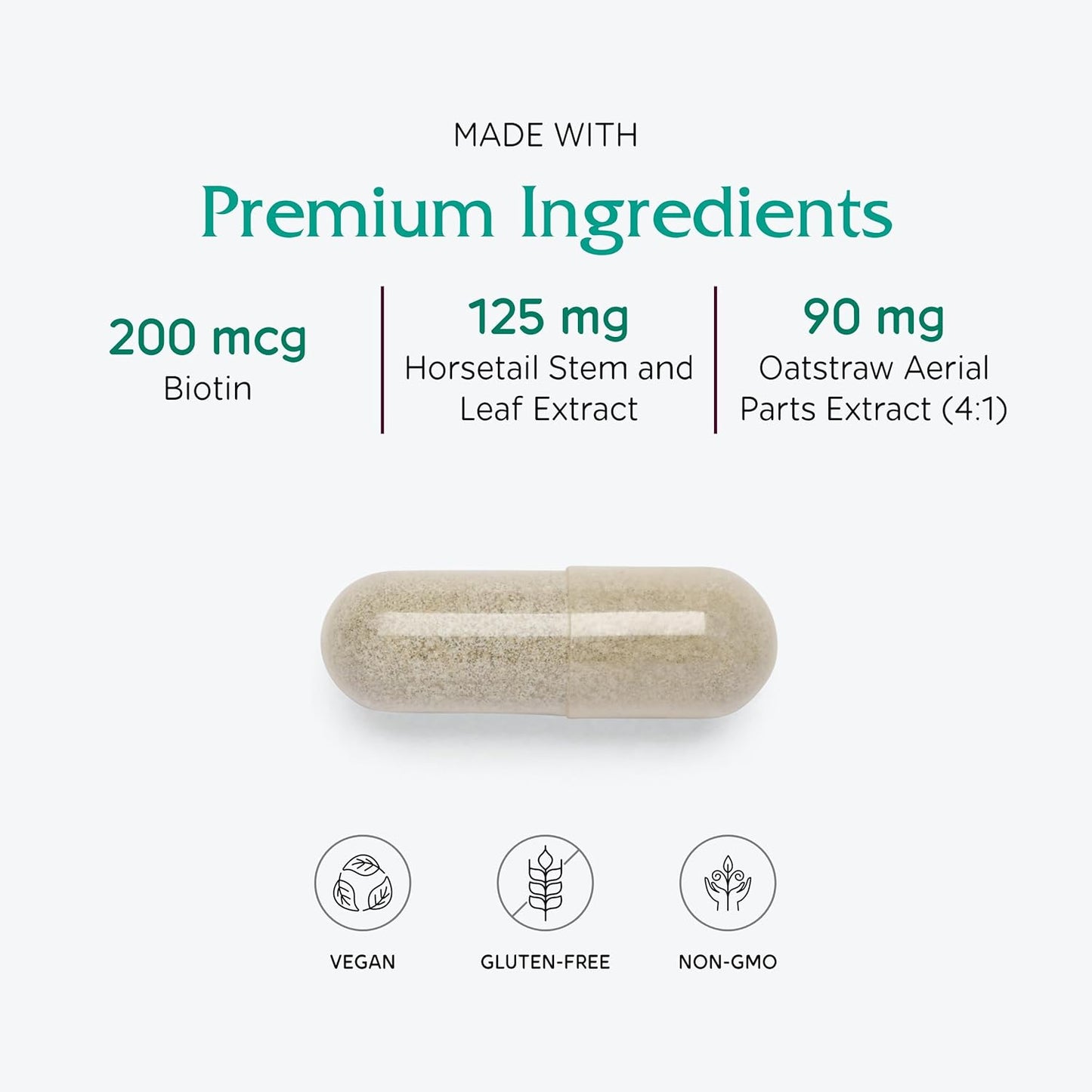 Vitanica Luminous Hair Skin and Nail Support Supplement 60 Capsules - Vegan Formula for Healthy Hair Skin and Nails