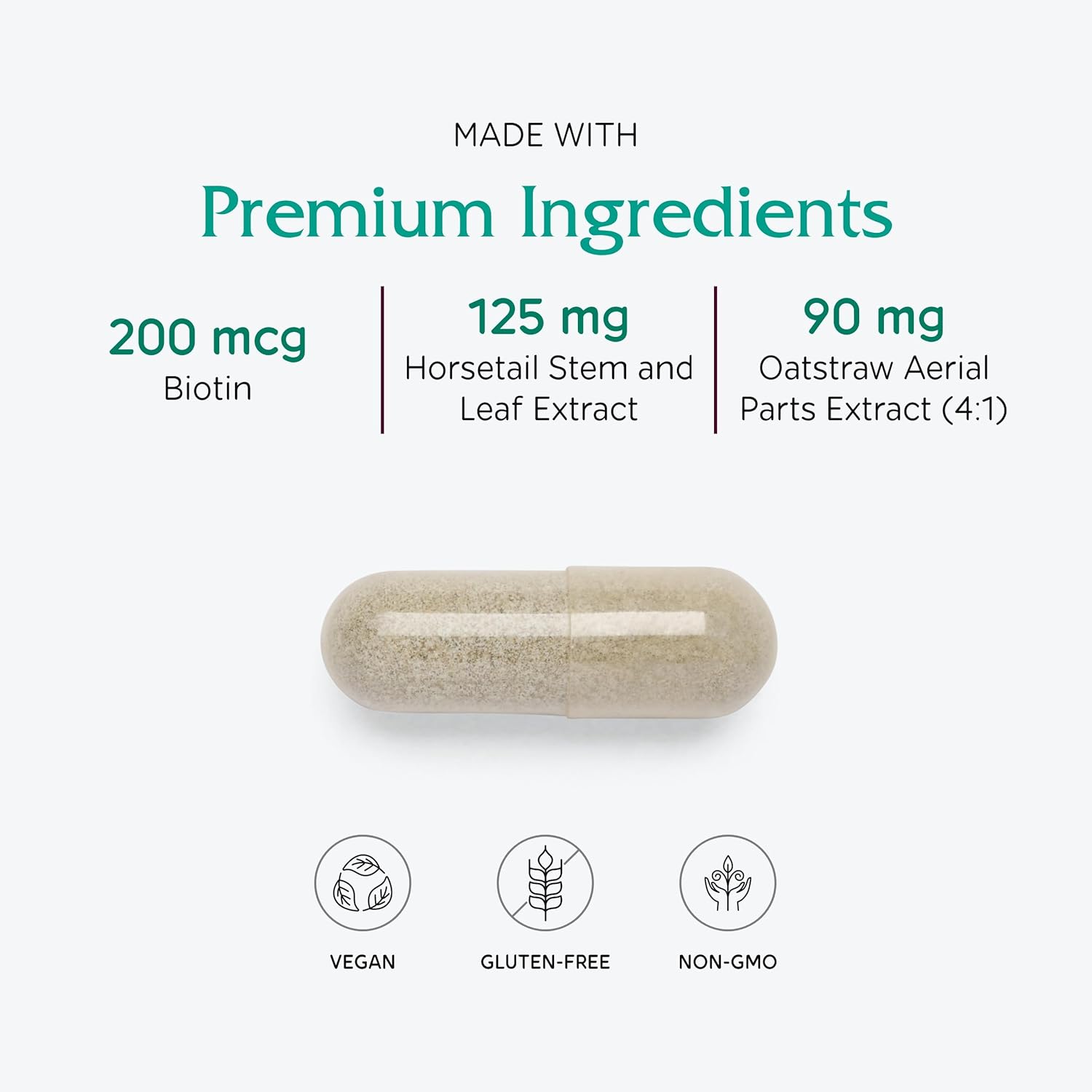 Vitanica Luminous Hair Skin and Nail Support Supplement 60 Capsules - Vegan Formula for Healthy Hair Skin and Nails