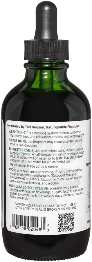 Vitanica Sleep Tonic Liquid Supplement for Adults - Natural Sleep Aid with Valerian Root, Lemon Balm, and Passion Flower - Vegan, 4 oz