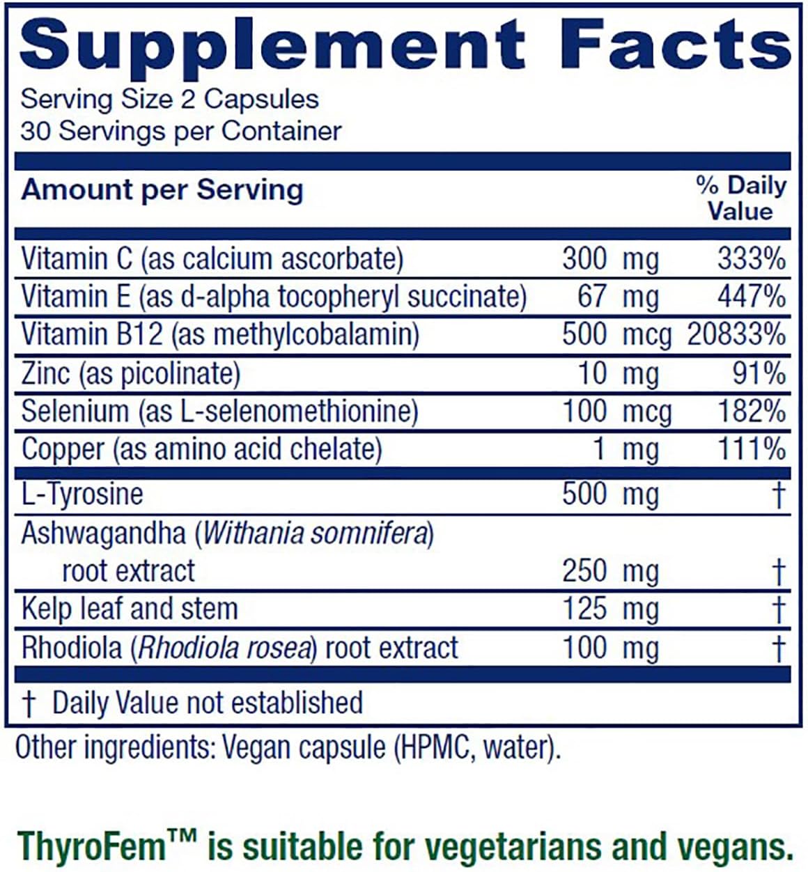 Vitanica ThyroFem: Vegan Thyroid Gland Support Supplement - 60 Capsules