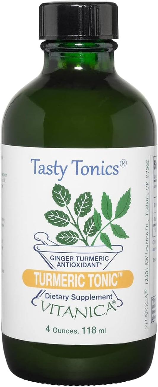 Vitanica Turmeric Tonic Liquid Supplement 1000mg with Black Pepper & Ginger - Antioxidant Vegan Gluten Free - 4oz