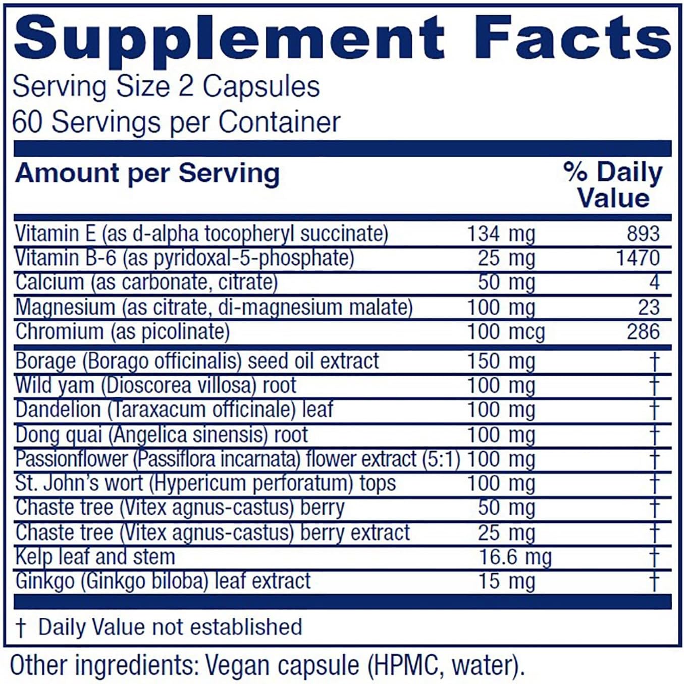 Vitanica Women's Phase I Premenstrual Support 120 Vegan Capsules