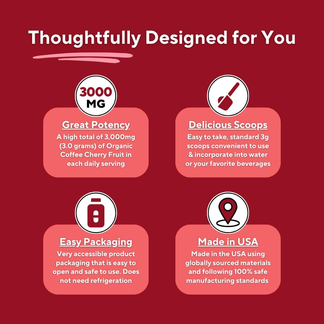 Vitapia Vitacoffee Caffeine Coffee Fruit Powder - Energy, Memory, Focus, Antioxidant - 100g, 33 Day Supply - Non-GMO, Gluten-Free, Vegan Supplement