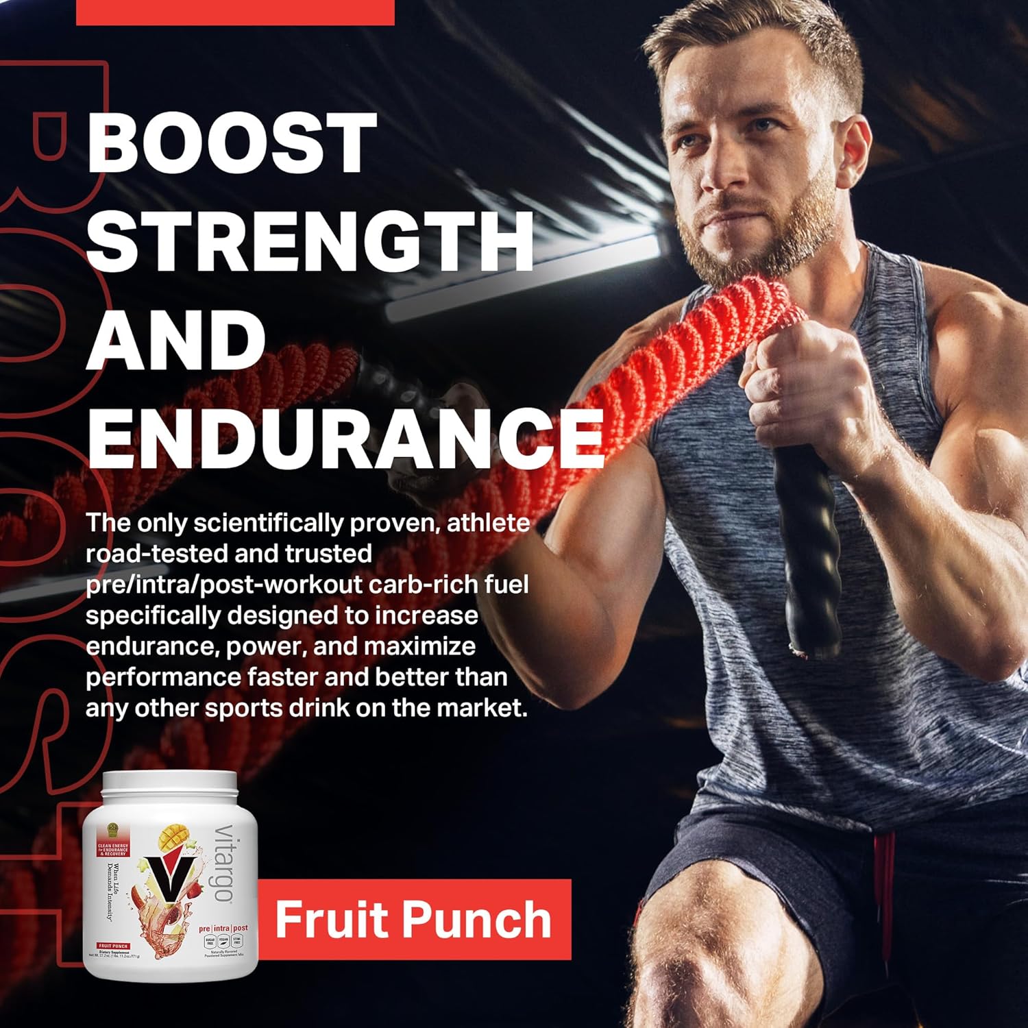 Vitargo Carbohydrate Powder Fruit Punch 1.7 LB - Fast Muscle Glycogen Replenishment - Sugar-Free Complex Carb Powder for Recovery, Endurance & Muscle Gain - Made in USA - BoostGo Australia