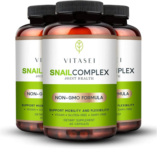 VITASEI Snail Complex Joint Supplement - 180 Capsules, Gluten-Free, Dairy-Free, Non-GMO, Vegan - with Glucosamine, Chondroitin, MSM, Collagen & More