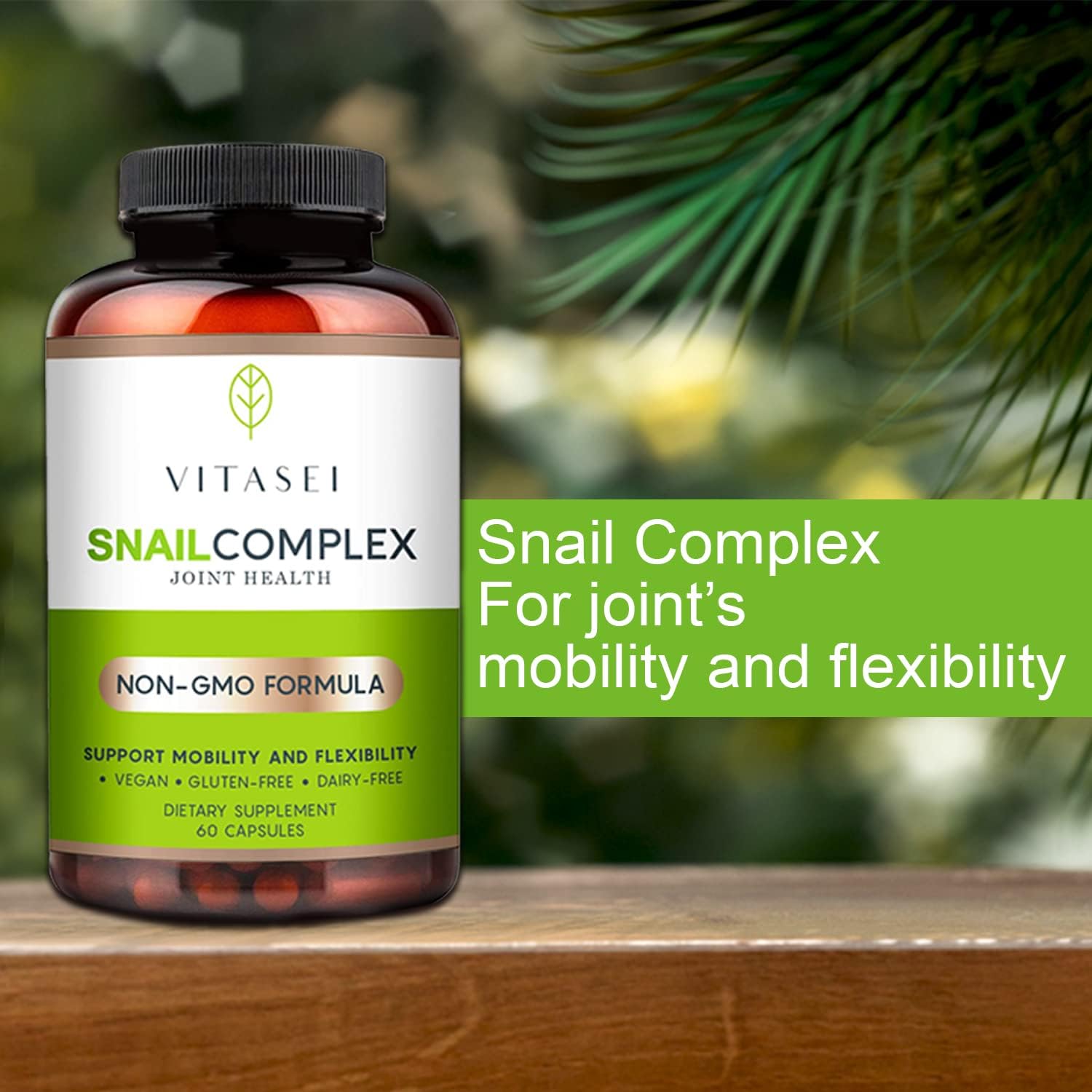 VITASEI Snail Complex Joint Supplement - 180 Capsules, Gluten-Free, Dairy-Free, Non-GMO, Vegan - with Glucosamine, Chondroitin, MSM, Collagen & More