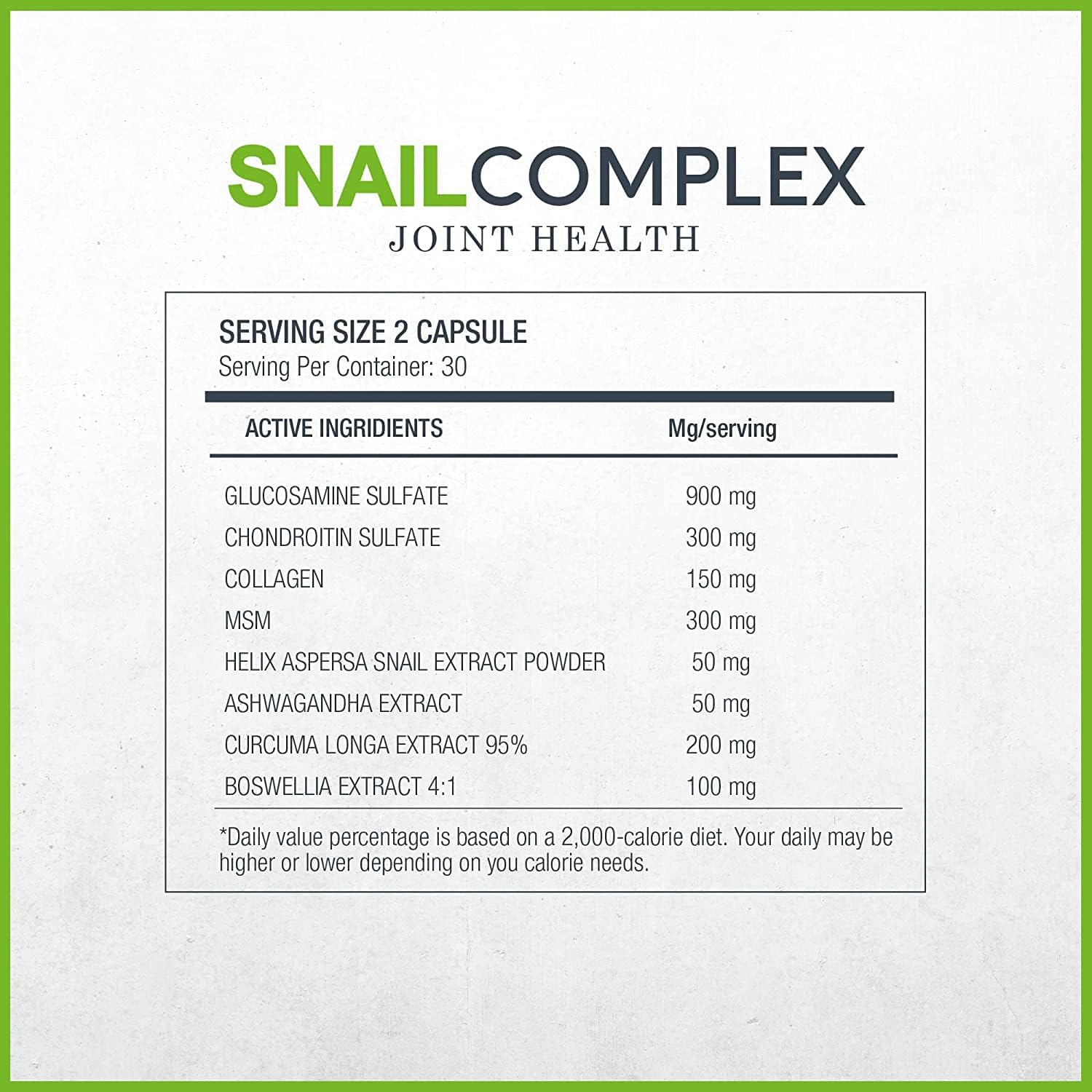 VITASEI Snail Complex Joint Supplement - 180 Capsules, Gluten-Free, Dairy-Free, Non-GMO, Vegan - with Glucosamine, Chondroitin, MSM, Collagen & More