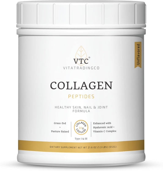 VitaTradingCo. Grass-Fed Collagen Peptides Powder with Hyaluronic Acid & Vitamin C for Hair, Skin & Joints - Non-GMO, Paleo, Keto - 30 Servings