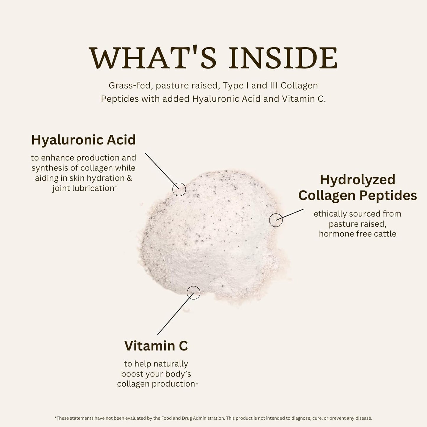 VitaTradingCo. Grass-Fed Collagen Peptides Powder with Hyaluronic Acid & Vitamin C for Hair, Skin & Joints - Non-GMO, Paleo, Keto - 30 Servings