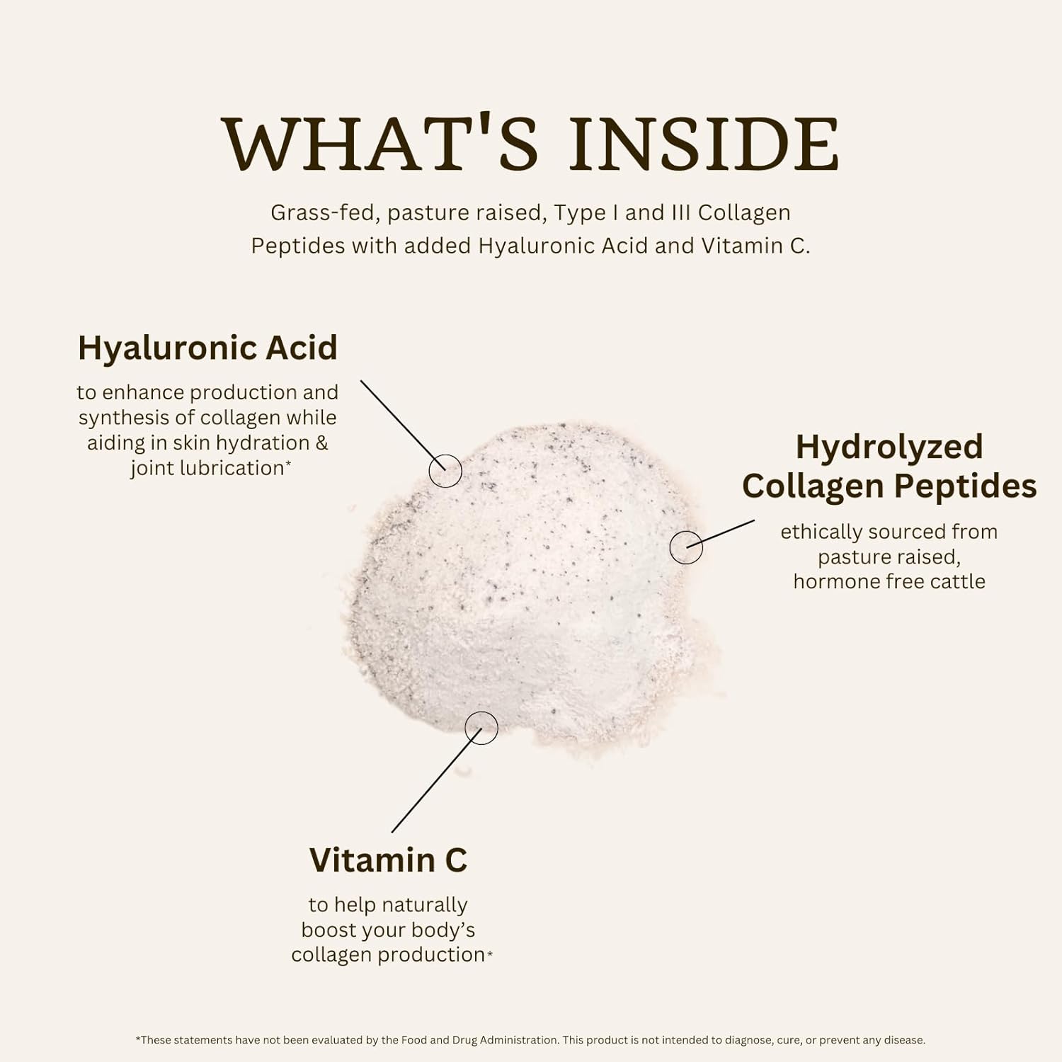 VitaTradingCo. Grass-Fed Collagen Peptides Powder with Hyaluronic Acid & Vitamin C for Hair, Skin & Joints - Non-GMO, Paleo, Keto - 30 Servings
